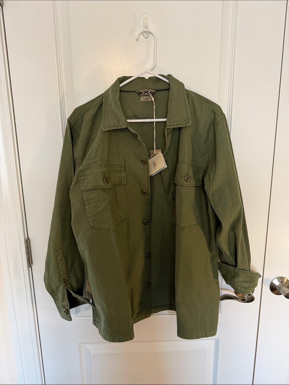 Faherty Olive Green Military-Style Utility Jacket